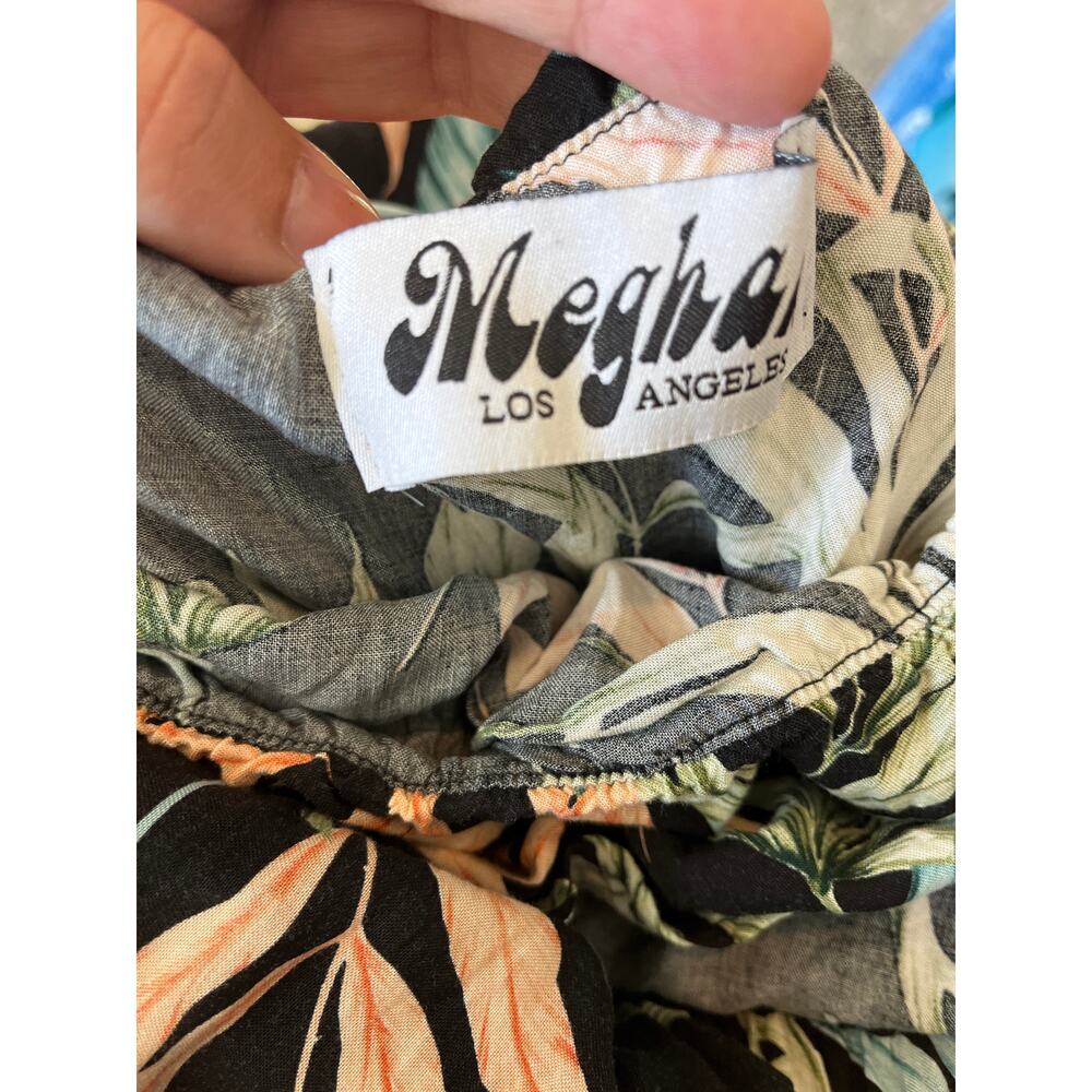 MEGHAN LOS ANGELES Black Tropical Print Off Shoulder Maxi Dress - Picture 6 of 6
